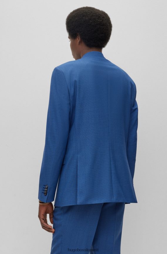 4TFNJN4461 أزرق غامق Hugo Boss بدلة عادية من الصوف البكر بنمط هيوغو باللون الأزرق الداكن