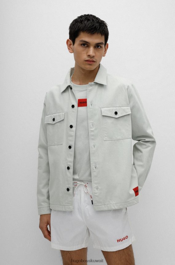 4TFNJN4463 اخضر فاتح Hugo Boss قميص Hugo باللون الأخضر الفاتح مقاس كبير من القطن العضوي مع ملصق الشعار