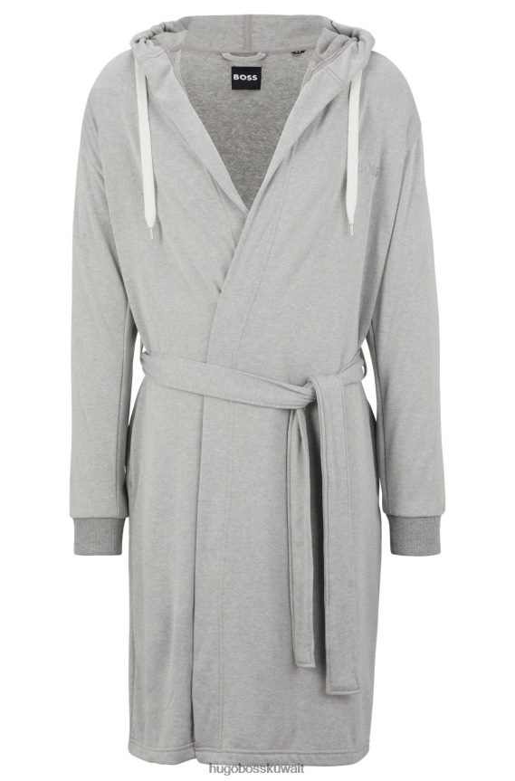 4TFNJN4467 رمادي Hugo Boss ثوب ميلانج بغطاء رأس وأكمام شعار هوغو رمادي