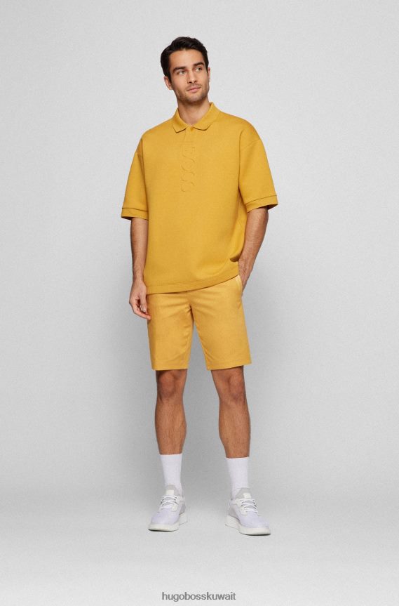4TFNJN4477 ذهب Hugo Boss شورت Hugo ذو قصة ضيقة ومنتظم الارتفاع من مزيج القطن باللون الذهبي