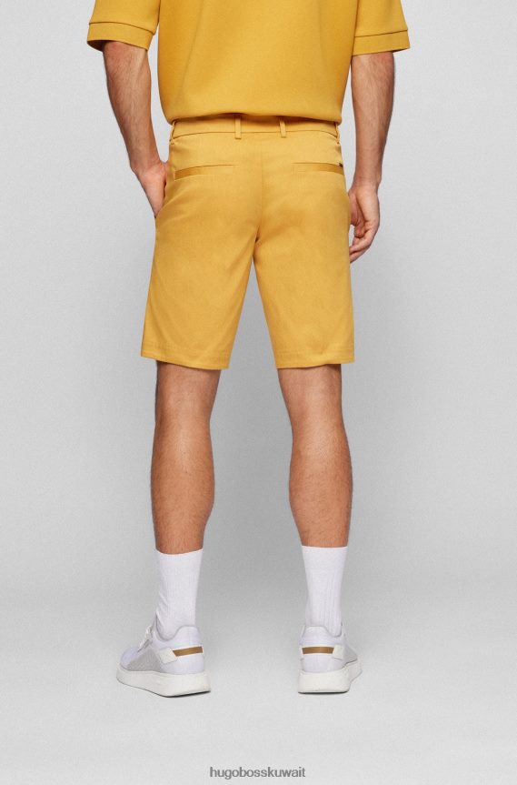 4TFNJN4477 ذهب Hugo Boss شورت Hugo ذو قصة ضيقة ومنتظم الارتفاع من مزيج القطن باللون الذهبي