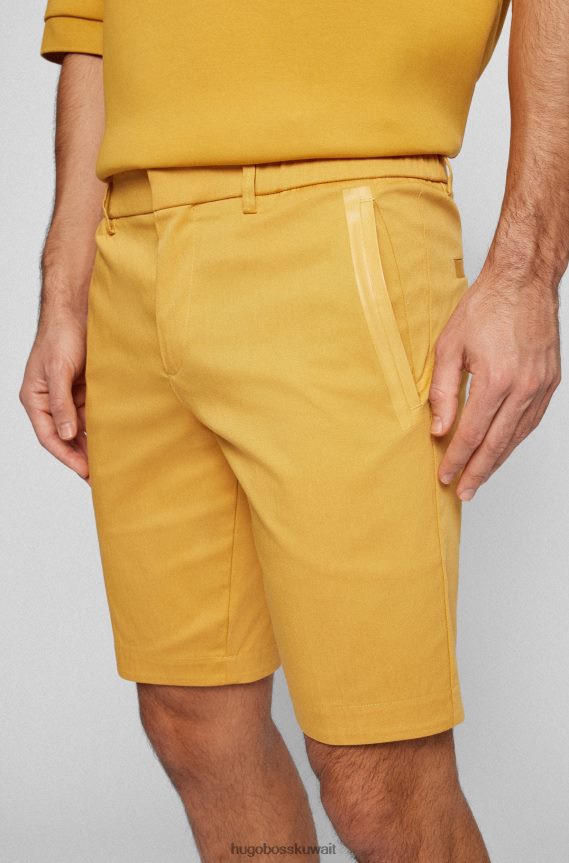 4TFNJN4477 ذهب Hugo Boss شورت Hugo ذو قصة ضيقة ومنتظم الارتفاع من مزيج القطن باللون الذهبي