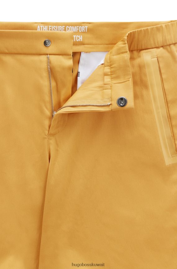 4TFNJN4477 ذهب Hugo Boss شورت Hugo ذو قصة ضيقة ومنتظم الارتفاع من مزيج القطن باللون الذهبي