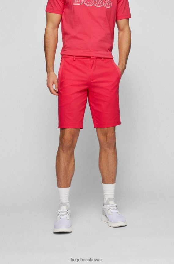 4TFNJN4478 لون القرنفل Hugo Boss شورت ضيق بقصة عادية من مزيج القطن باللون الوردي