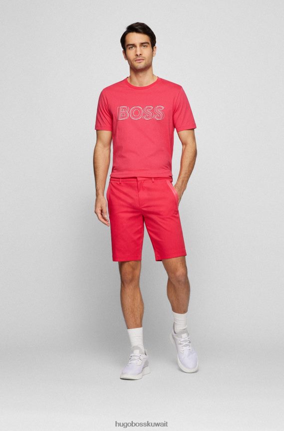 4TFNJN4478 لون القرنفل Hugo Boss شورت ضيق بقصة عادية من مزيج القطن باللون الوردي