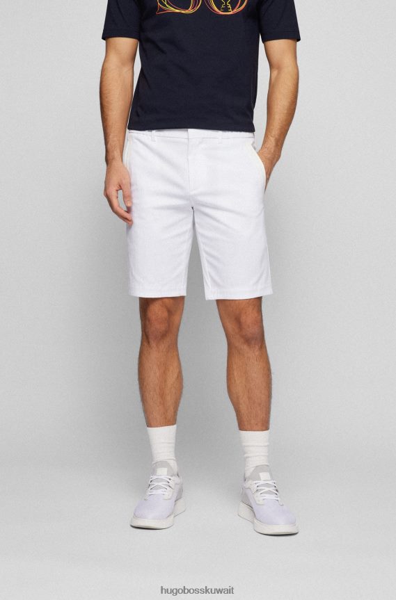 4TFNJN4480 أبيض Hugo Boss شورت ضيق بقصة عادية من مزيج القطن باللون الأبيض