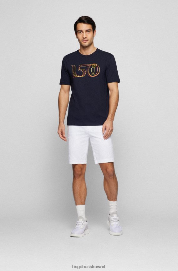 4TFNJN4480 أبيض Hugo Boss شورت ضيق بقصة عادية من مزيج القطن باللون الأبيض