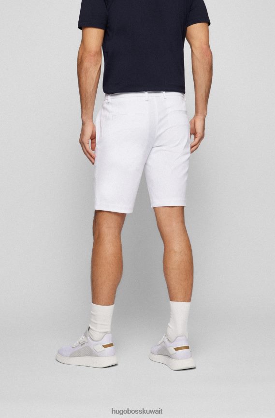 4TFNJN4480 أبيض Hugo Boss شورت ضيق بقصة عادية من مزيج القطن باللون الأبيض