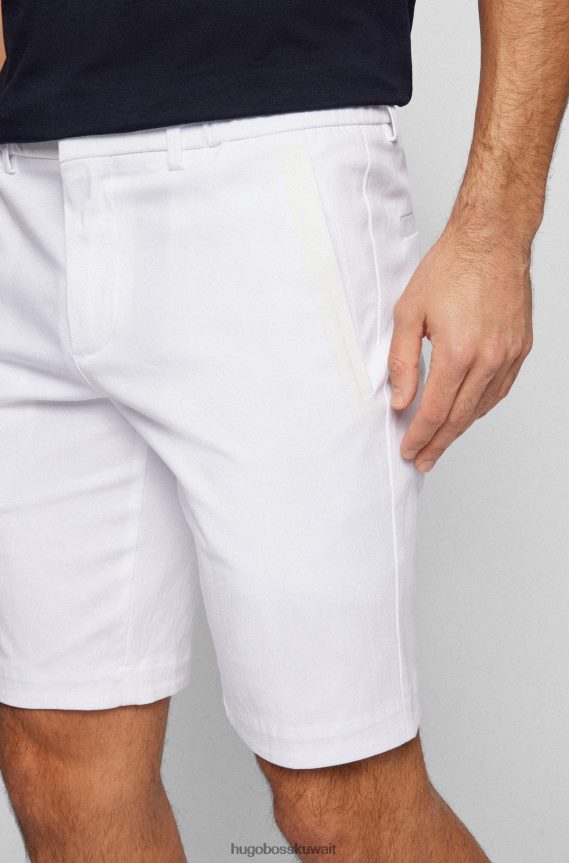 4TFNJN4480 أبيض Hugo Boss شورت ضيق بقصة عادية من مزيج القطن باللون الأبيض