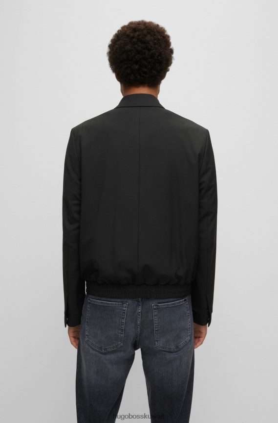 4TFNJN4487 أسود Hugo Boss سترة هوغو سوداء بقصة ضيقة من نسيج قطني مطاطي عالي الأداء