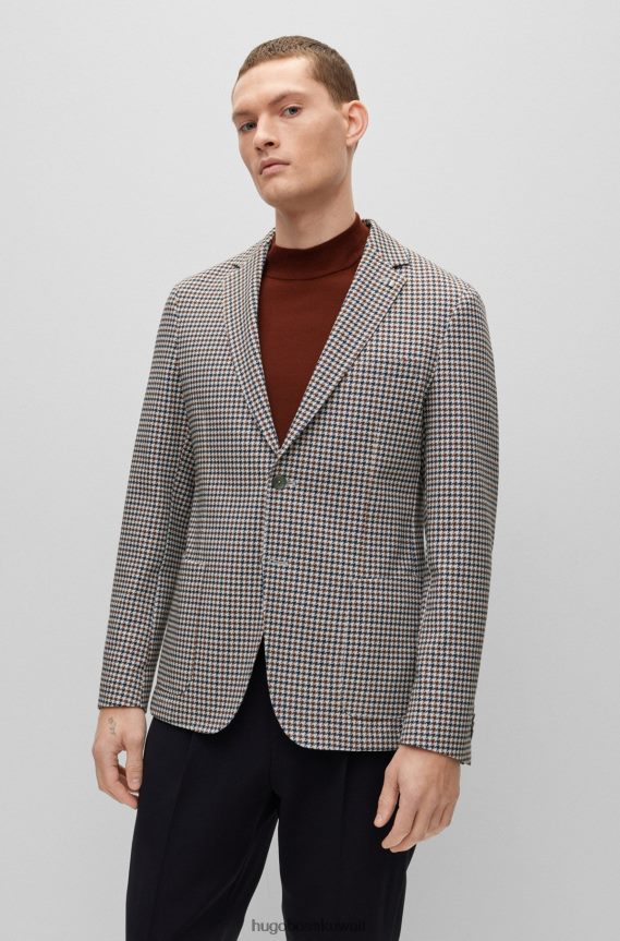 4TFNJN4491 أسود Hugo Boss سترة سوداء ضيقة في هوغو من مزيج القطن المربع