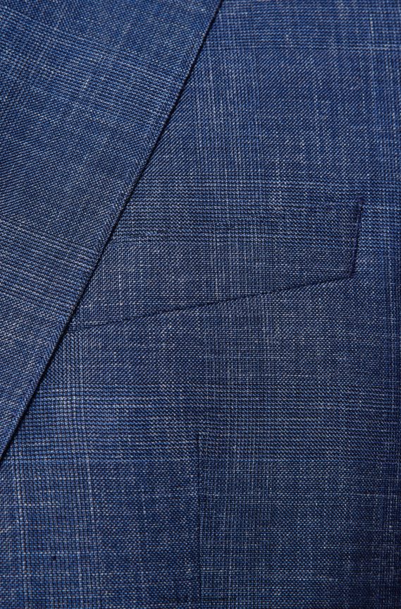 4TFNJN4498 أزرق Hugo Boss بدلة عادية من الصوف البكر والحرير والكتان باللون الأزرق