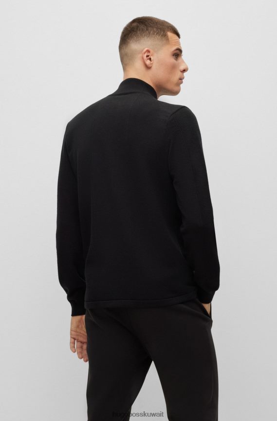 4TFNJN4500 أسود Hugo Boss سويت شيرت بشعار Hugo أسود بسحاب من مزيج القطن العضوي