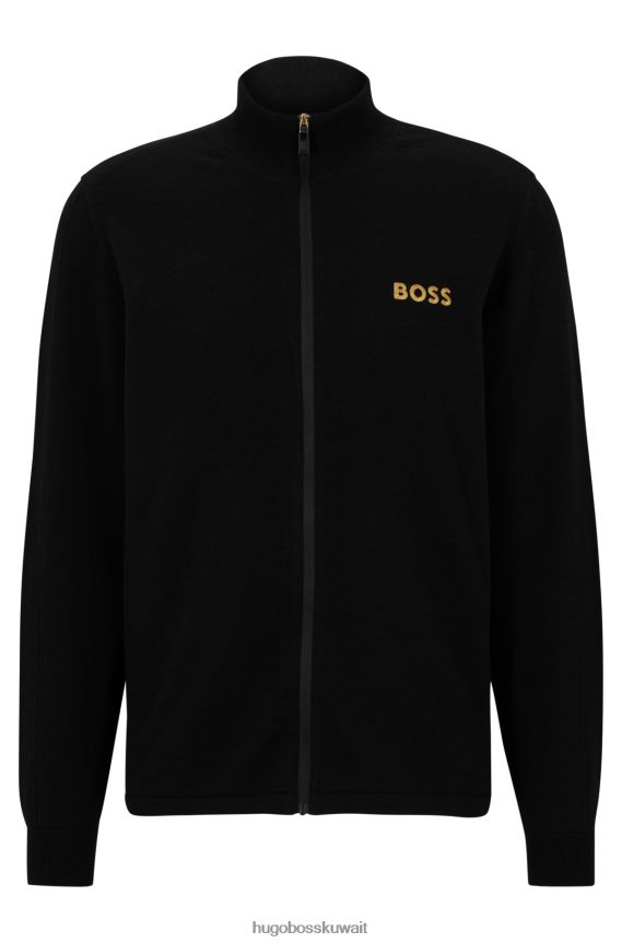 4TFNJN4500 أسود Hugo Boss سويت شيرت بشعار Hugo أسود بسحاب من مزيج القطن العضوي