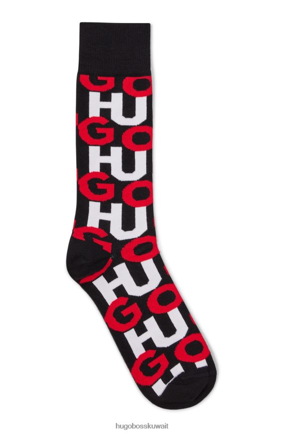 4TFNJN4507 أسود Hugo Boss جوارب Hugo مكدسة بشعار من مزيج القطن العضوي باللون الأسود