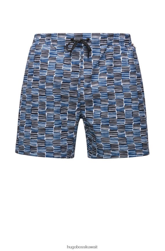 4TFNJN4509 أزرق Hugo Boss شورت سباحة أزرق بأرجل مستقيمة من قماش هوغو المقاوم للتمزق