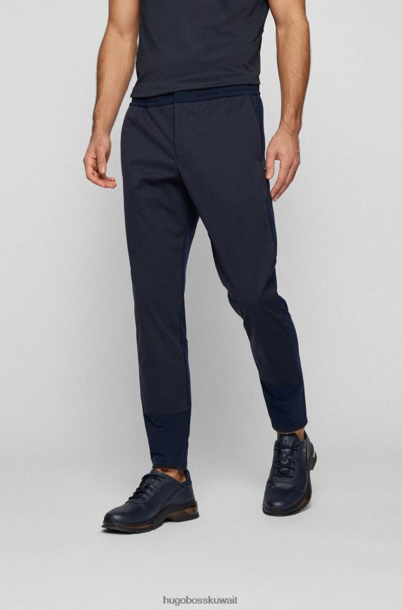 4TFNJN4515 أزرق غامق Hugo Boss بنطلون أزرق داكن بقصة ضيقة مصنوع من قماش هوغو الناعم القابل للتمدد