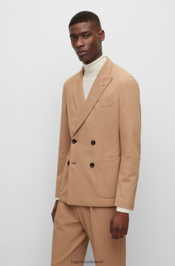 4TFNJN4523 اللون البيج Hugo Boss سترة x fc bayern مزدوجة الصدر مريحة من نسيج مطاطي منقوش