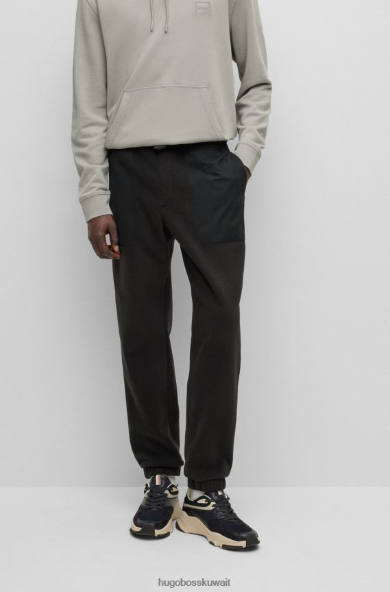 4TFNJN4525 أسود Hugo Boss بدلة رياضية من مزيج القطن باللون الأسود من Hugo مع رقعة الشعار