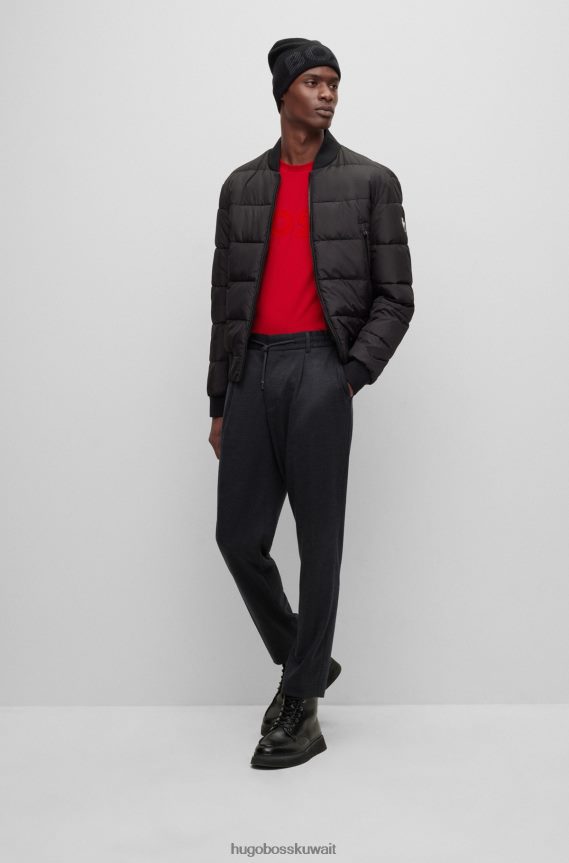 4TFNJN4527 الرمادي الداكن Hugo Boss بنطلون برباط من مزيج هوغو من الصوف البكر والصوف الرمادي الداكن