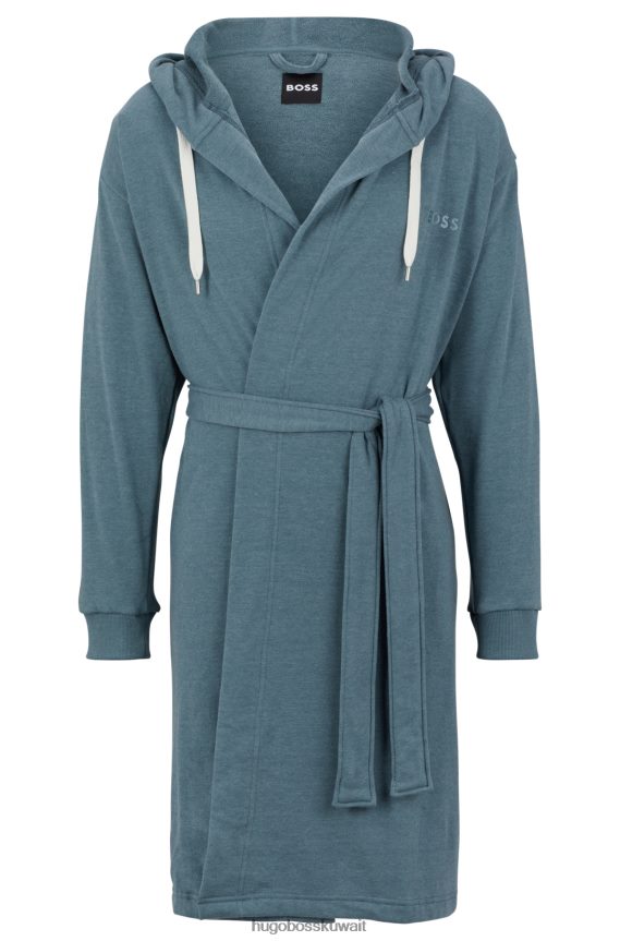 4TFNJN4529 أزرق غامق Hugo Boss ثوب ميلانج بغطاء رأس وأكمام شعار هوغو باللون الأزرق الداكن