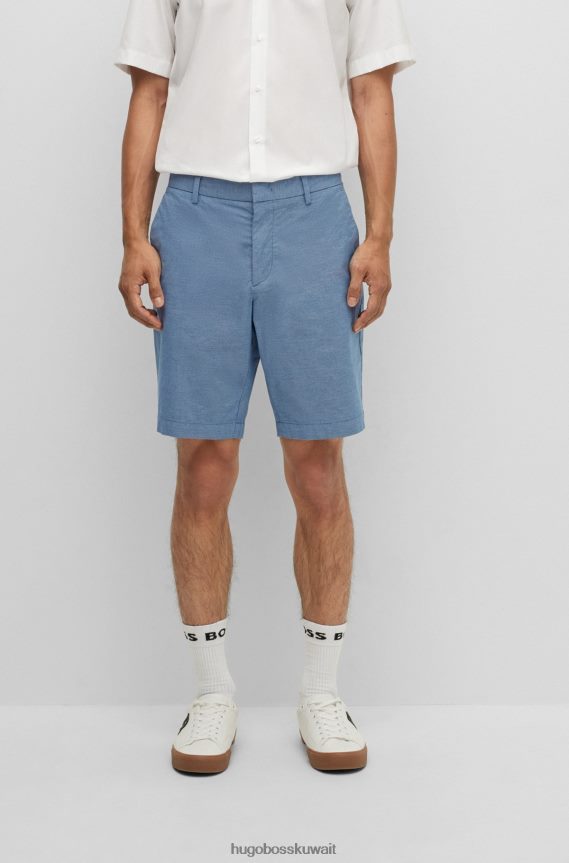 4TFNJN4532 أزرق Hugo Boss شورت Hugo ذو قصة ضيقة ومنتظم الارتفاع من القطن المطاطي باللون الأزرق
