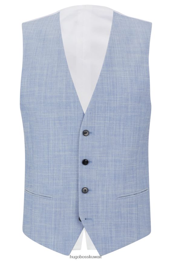 4TFNJN4533 أزرق Hugo Boss صدرية بقصة ضيقة من القماش المطاطي المزخرف باللون الأزرق