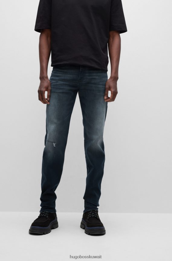 4TFNJN4535 أزرق غامق Hugo Boss بنطال جينز مدبب من قماش الدنيم المطاطي المحبوك هوغو باللون الأزرق الداكن