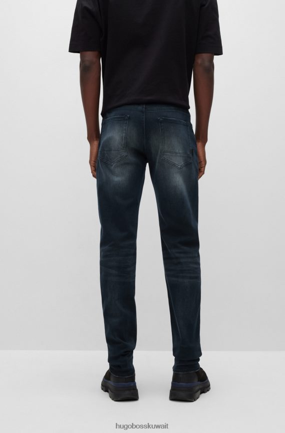 4TFNJN4535 أزرق غامق Hugo Boss بنطال جينز مدبب من قماش الدنيم المطاطي المحبوك هوغو باللون الأزرق الداكن