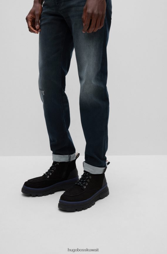 4TFNJN4535 أزرق غامق Hugo Boss بنطال جينز مدبب من قماش الدنيم المطاطي المحبوك هوغو باللون الأزرق الداكن