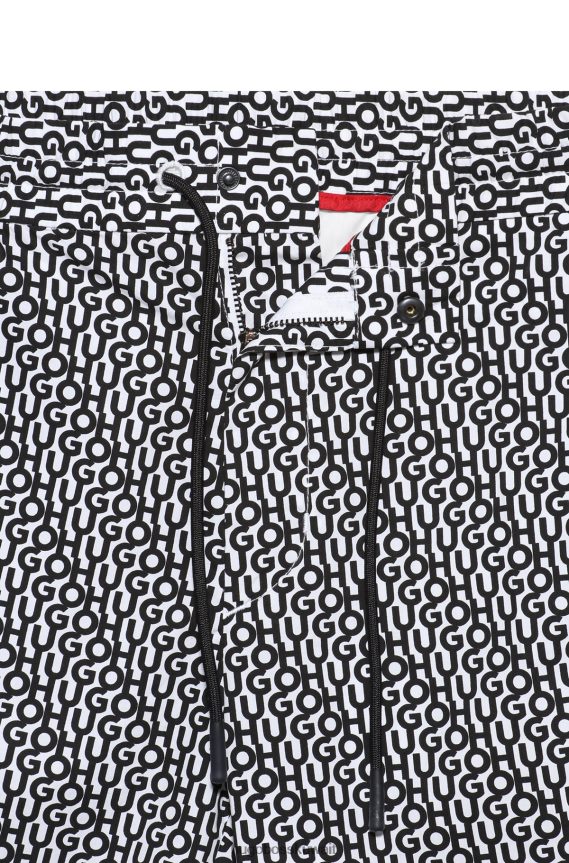 4TFNJN4547 منقوشة سوداء Hugo Boss شورت بقصّة ضيّقة مصنوع من قطن هيوغو الأسود المطبوع بشعار الماركة بالكامل