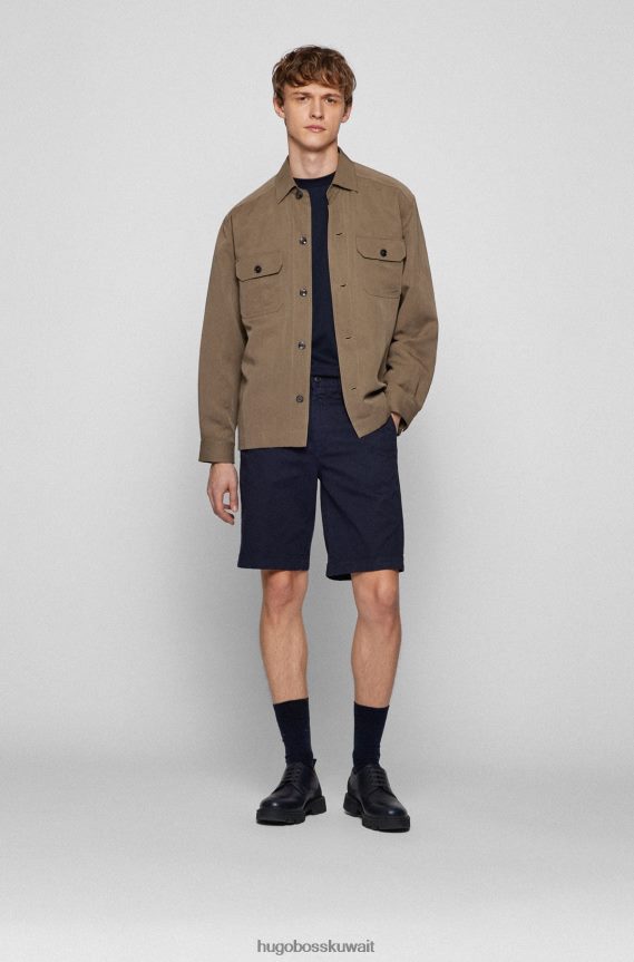 4TFNJN4548 أزرق غامق Hugo Boss شورت هوغو مستدق باللون الأزرق الداكن مصنوع من مزيج القطن على شكل قرص العسل