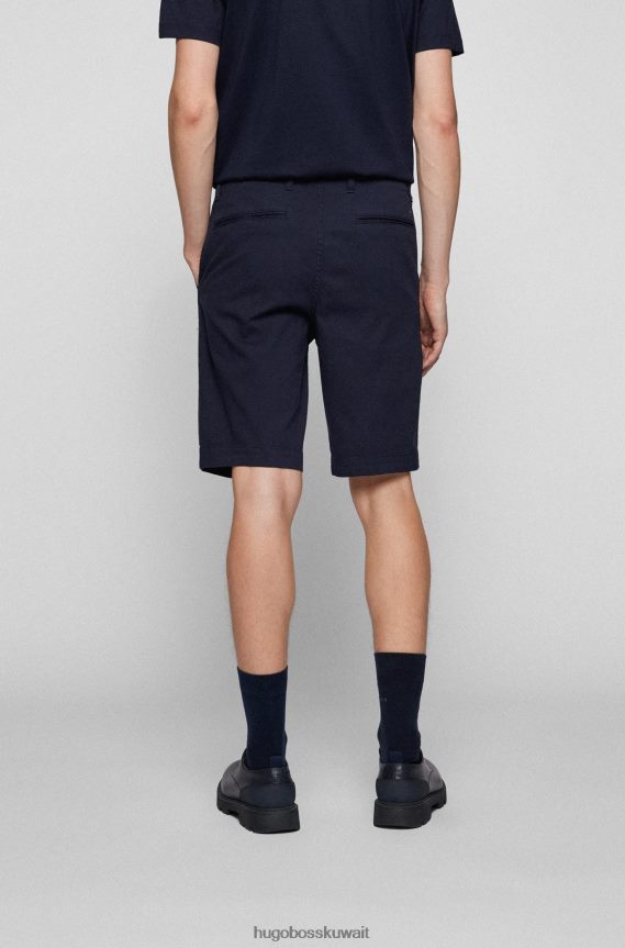 4TFNJN4548 أزرق غامق Hugo Boss شورت هوغو مستدق باللون الأزرق الداكن مصنوع من مزيج القطن على شكل قرص العسل