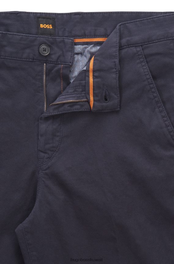 4TFNJN4548 أزرق غامق Hugo Boss شورت هوغو مستدق باللون الأزرق الداكن مصنوع من مزيج القطن على شكل قرص العسل