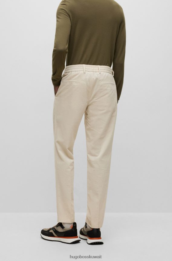 4TFNJN4550 أبيض Hugo Boss بنطلون هوغو ذو قصة ضيقة من القطن والكشمير الأبيض