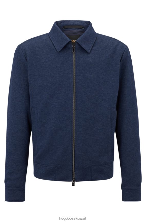 4TFNJN4553 أزرق غامق Hugo Boss سترة من مزيج القطن مع سحاب ثنائي الاتجاه باللون الأزرق الداكن