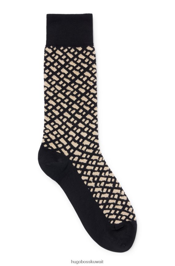 4TFNJN4556 أسود Hugo Boss جوارب Hugo ذات الطول العادي مع حروف متلألئة من القماش المطاطي باللون الأسود