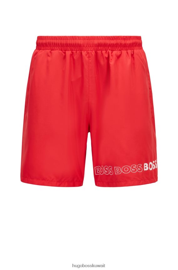 4TFNJN4575 أحمر فاتح Hugo Boss شورت سباحة من مادة معاد تدويرها باللون الأحمر الفاتح مع شعارات متكررة