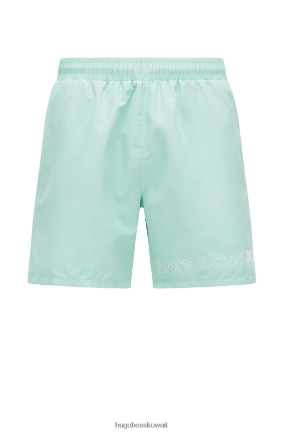 4TFNJN4577 اخضر فاتح Hugo Boss شورت سباحة مصنوع من مواد معاد تدويرها مع شعارات متكررة باللون الأخضر الفاتح