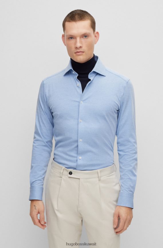 4TFNJN4597 أزرق فاتح Hugo Boss قميص أزرق فاتح بقصة ضيقة من مزيج القطن