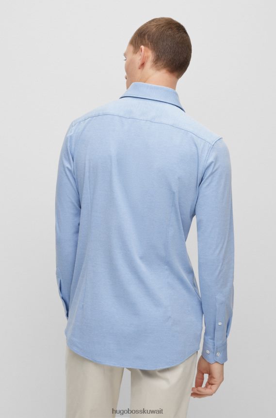 4TFNJN4597 أزرق فاتح Hugo Boss قميص أزرق فاتح بقصة ضيقة من مزيج القطن