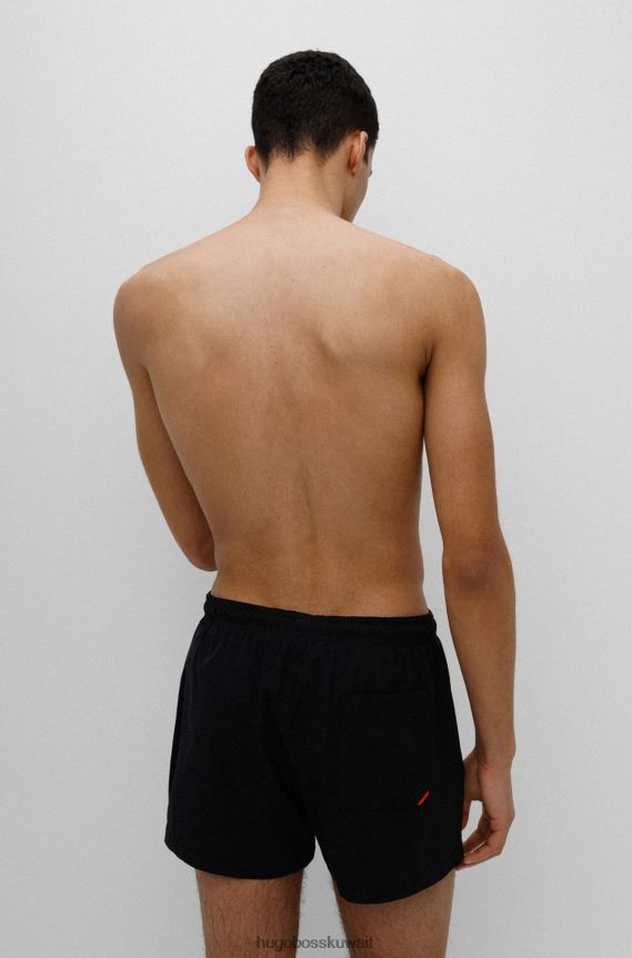 4TFNJN4598 أسود Hugo Boss شورت سباحة بشعار الماركة مصنوع من مادة معاد تدويرها سريعة الجفاف باللون الأسود Hugo
