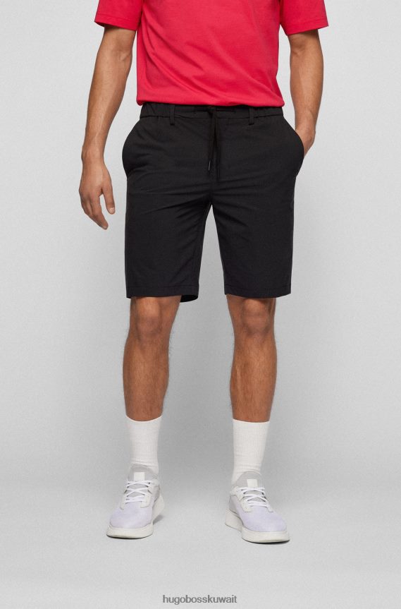 4TFNJN4599 أسود Hugo Boss شورت هوغو أسود بقصّة مريحة مصنوع من قماش البوبلين المقاوم للماء