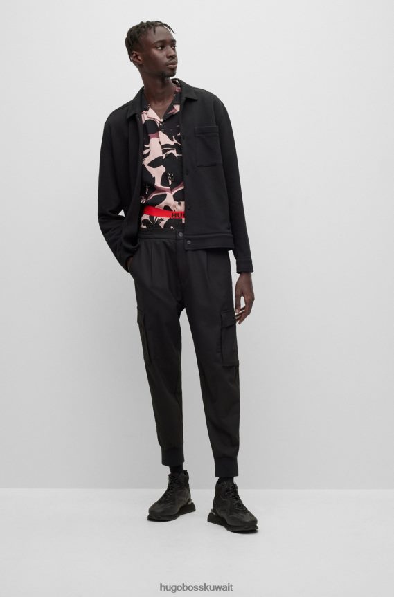 4TFNJN4620 وردي فاتح Hugo Boss قميص Hugo مريح باللون الوردي الفاتح من قماش البوبلين المطبوع رقميًا