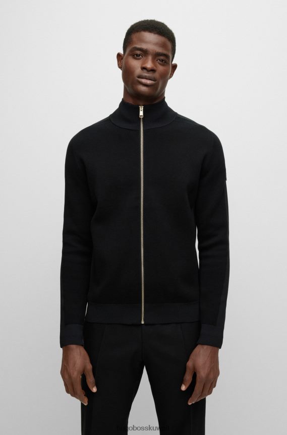 4TFNJN4633 أسود Hugo Boss سترة العشاء ذات المقاس النحيف مصنوعة من مزيج الصوف اللامع باللون الأسود