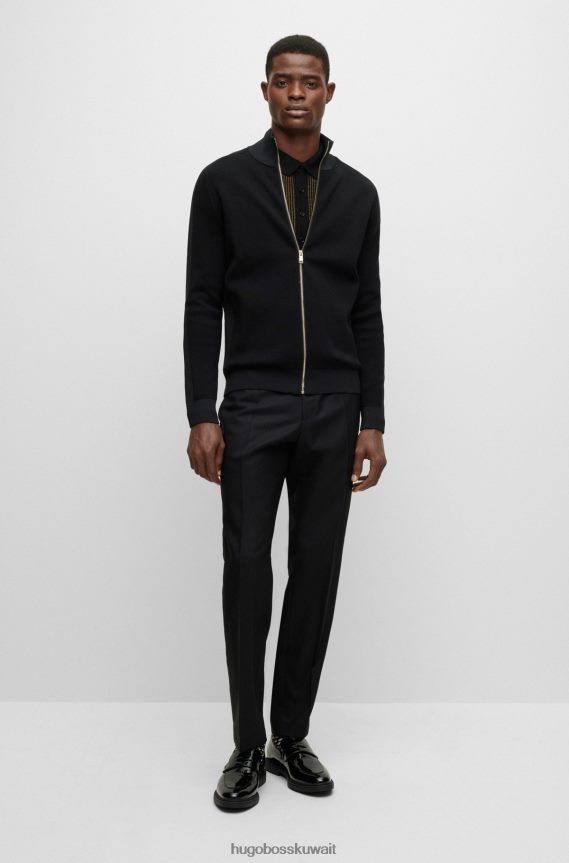 4TFNJN4633 أسود Hugo Boss سترة العشاء ذات المقاس النحيف مصنوعة من مزيج الصوف اللامع باللون الأسود