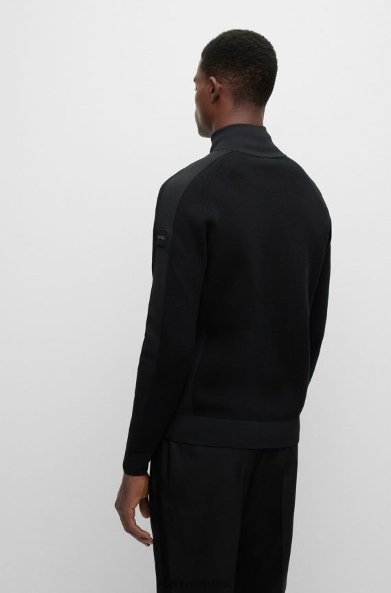 4TFNJN4633 أسود Hugo Boss سترة العشاء ذات المقاس النحيف مصنوعة من مزيج الصوف اللامع باللون الأسود