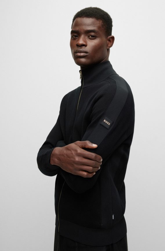 4TFNJN4633 أسود Hugo Boss سترة العشاء ذات المقاس النحيف مصنوعة من مزيج الصوف اللامع باللون الأسود