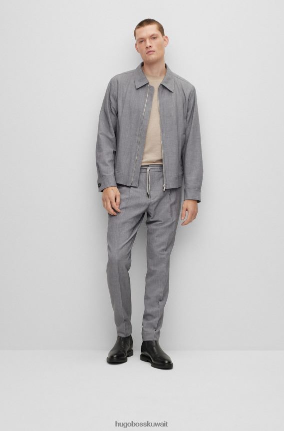 4TFNJN4638 فضة Hugo Boss سترة Hugo ذات المقاس النحيف مصنوعة من القماش المطاطي ذو الأنماط الدقيقة باللون الفضي
