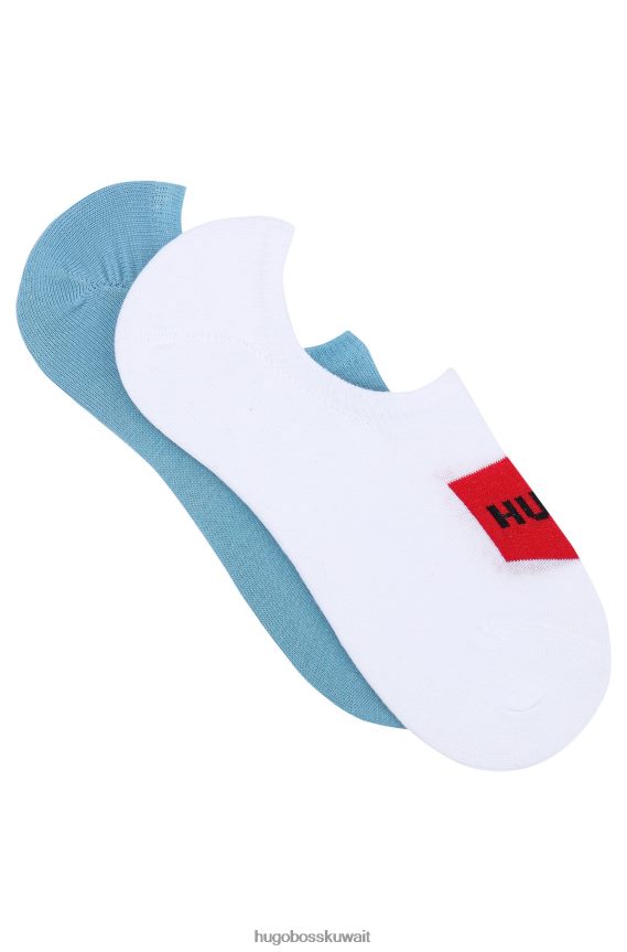 4TFNJN4641 أزرق فاتح Hugo Boss حزمة من قطعتين من الجوارب غير المرئية مع رقعة شعار منسوجة Hugo باللون الأزرق الفاتح